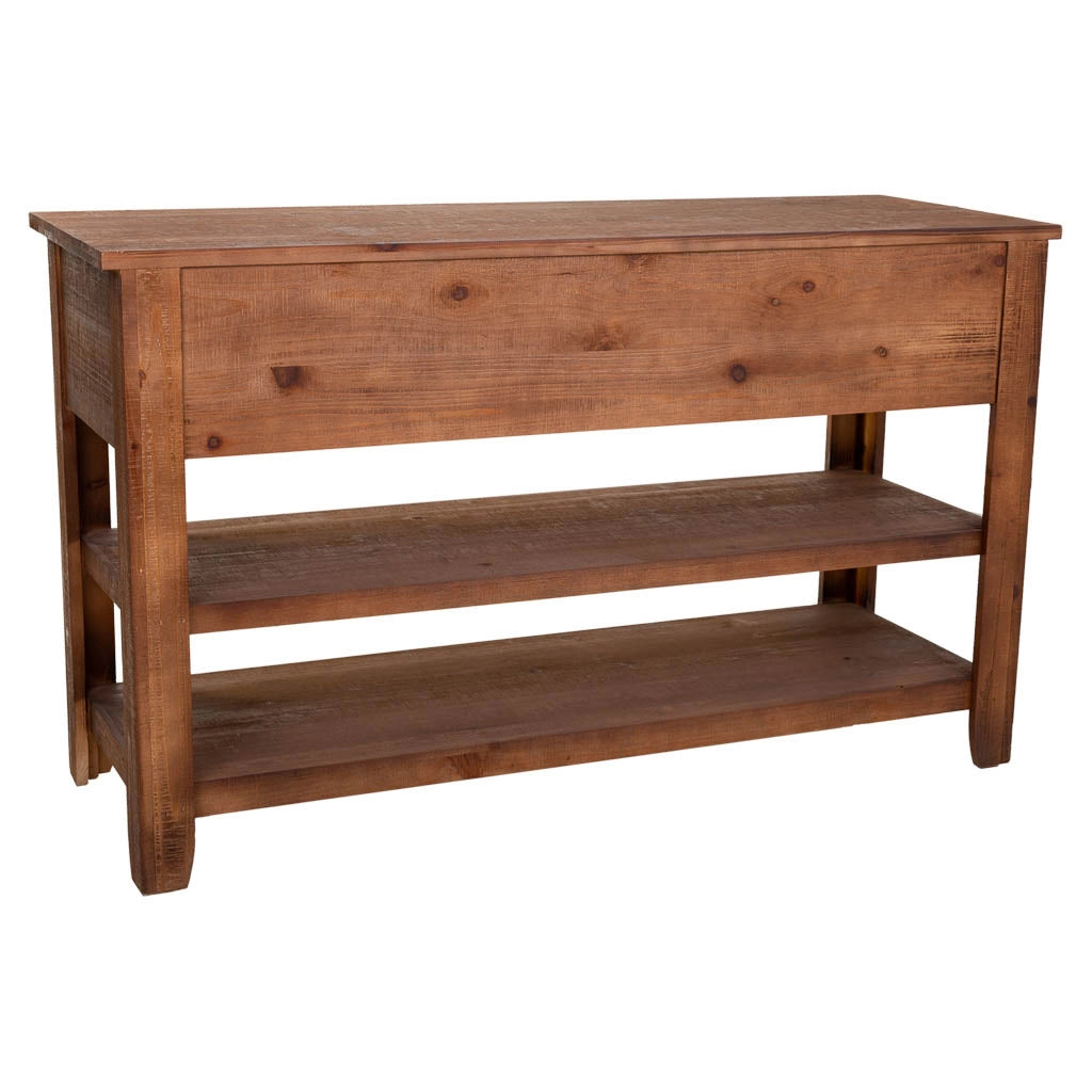 Mobile ingresso in legno marrone con ripiani, 127x46x76h cm
