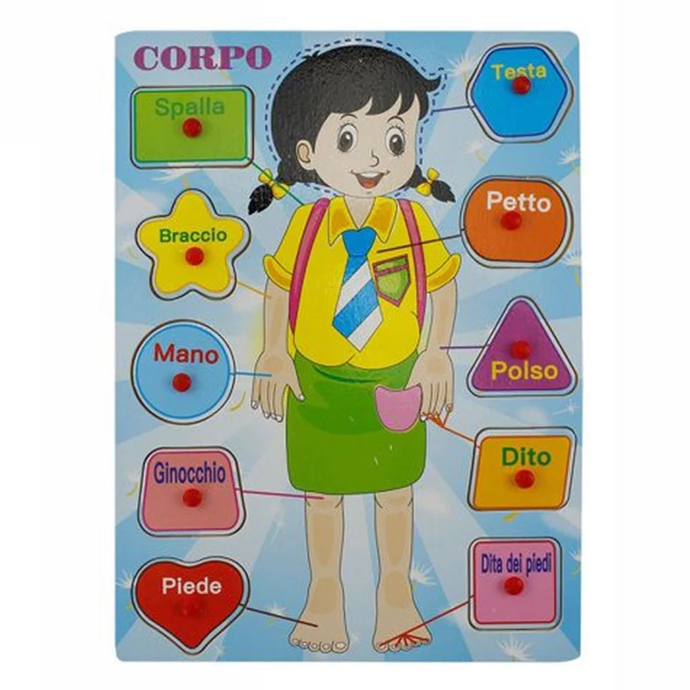 Trade Shop - Puzzle A Incastro Tema Corpo Femminile Gioco Educativo In Legno Bambini Con Pomelli 66423 -