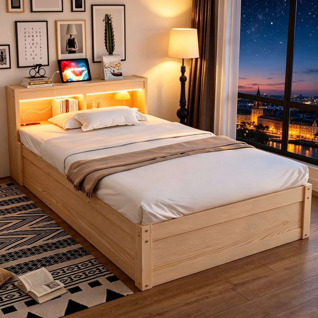 letto multifunzione mdf legno 90 x 200 cm