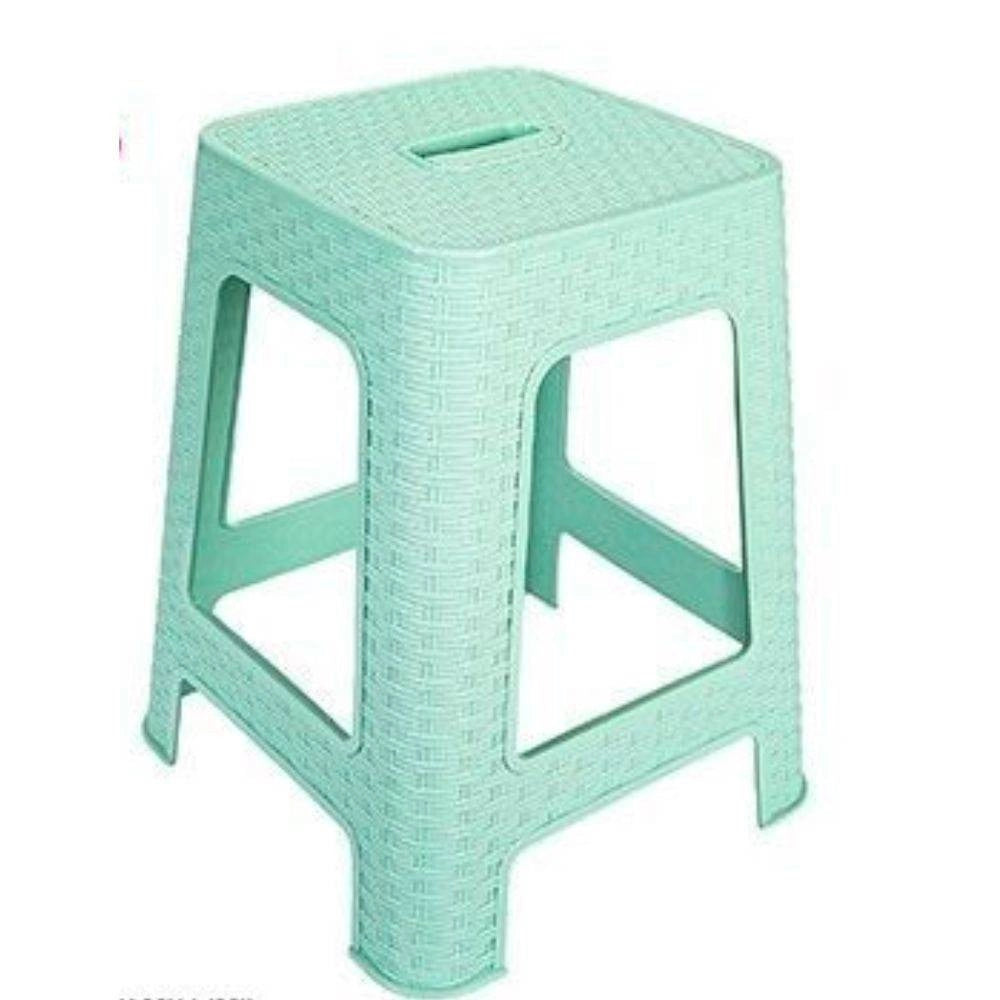 Trade Shop - Sgabello In Plastica Rattan Verde Acqua H 45,5 Cm Sedia Complemento D'arredo -