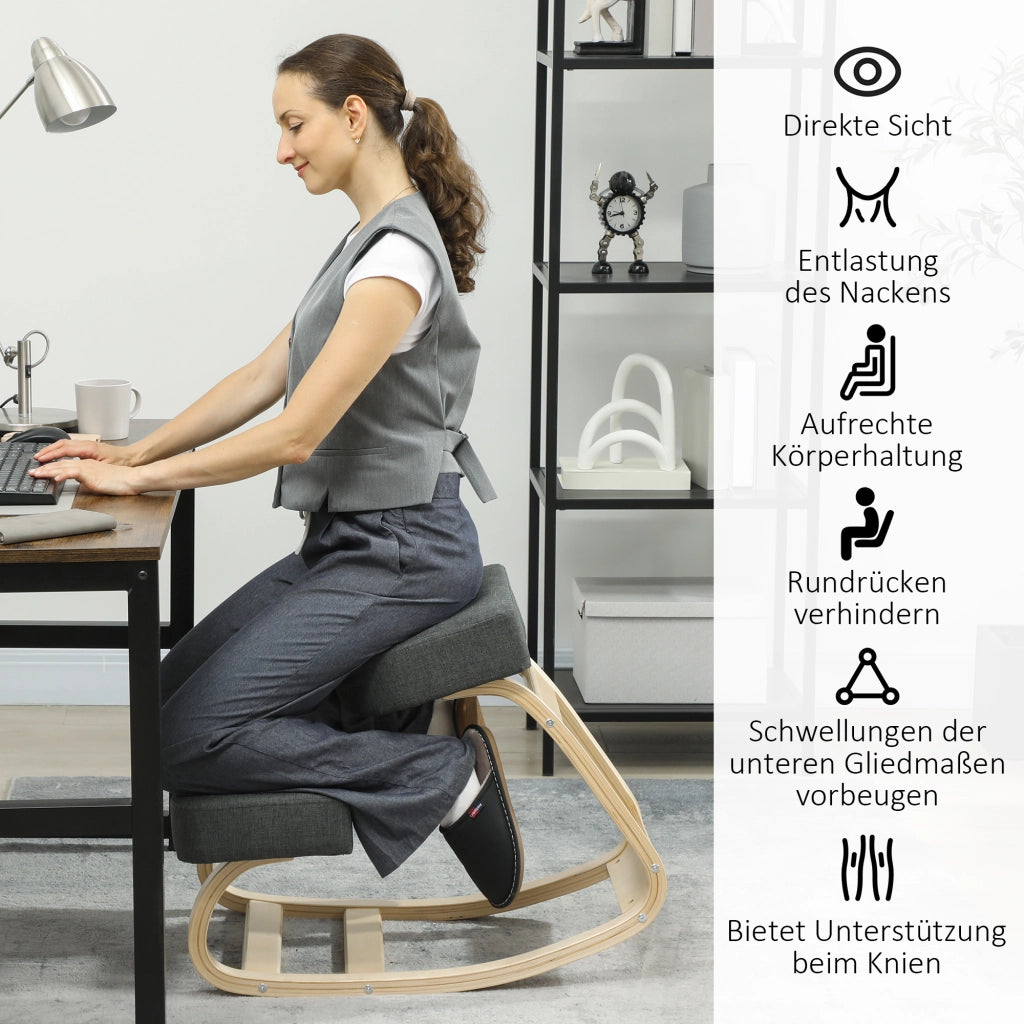 Sgabello ergonomico in legno di betulla ¨C zephmum ¨C grigio scuro