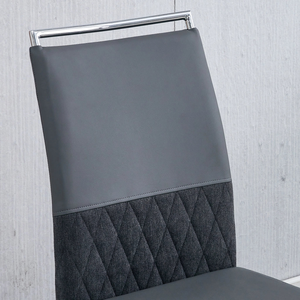 Sedie da Pranzo Set 4 Pezzi, Schienale Alto Imbottito in Ecopelle e Tessuto ¨C MINIMAL ¨C Grigio