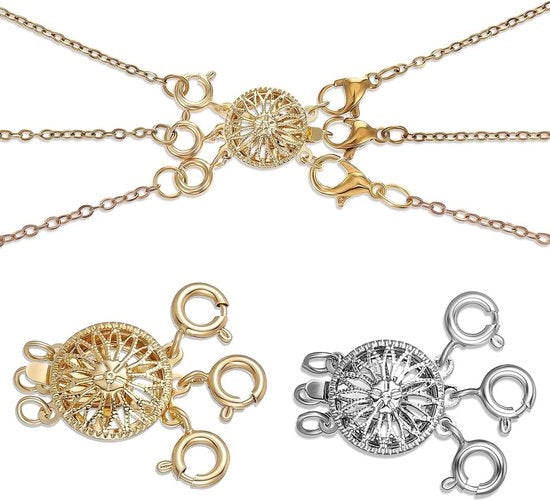 Converter per collane da indossare in serie - Sicurezza - Multiuso - Collane staccabili - 3 pezzi - Oro e argento.