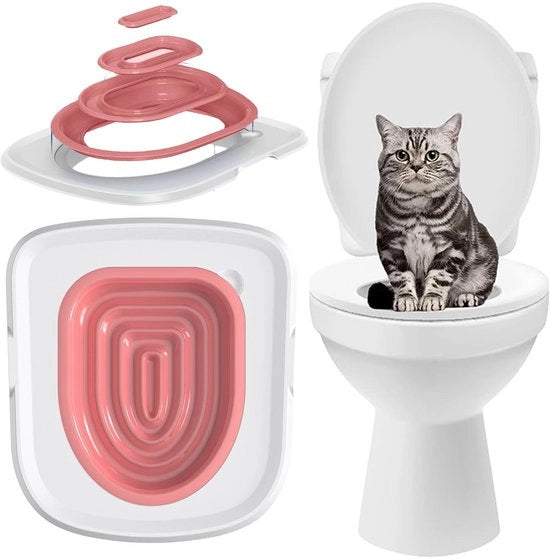 Set di addestramento per gatti, sistema di addestramento universale per gatti, addestramento al water per gatti, sistema di addestramento per gatti con capacità di riutilizzo, addestratore per animali domestici con funzione di rafforzamento (rosa)