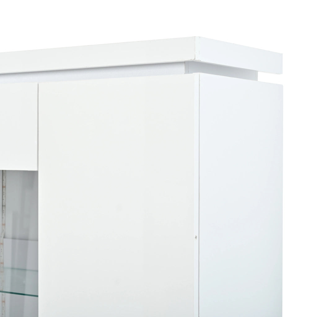 VETRINA LED Bluetooth 80x35x180 cm MDF Bianco con ante in acrilico