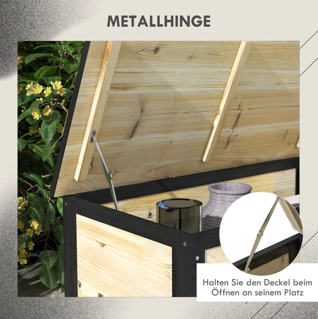 Cassa da Esterno in Legno di Abete 121L con Ruote, Contenitore Resistente per Balcone e Terrazza