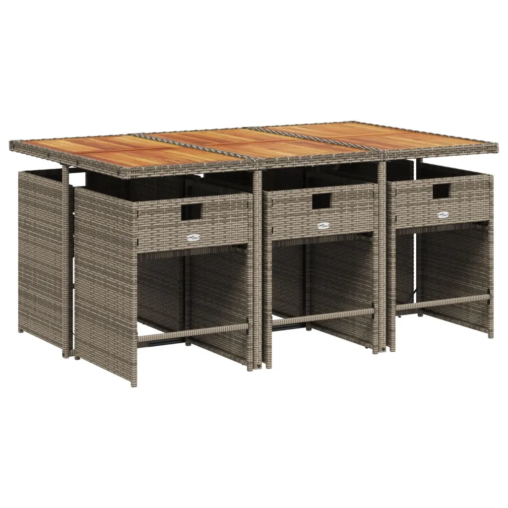 Set da Pranzo da Giardino 7 pz con Cuscini in Polyrattan Grigio 3277861