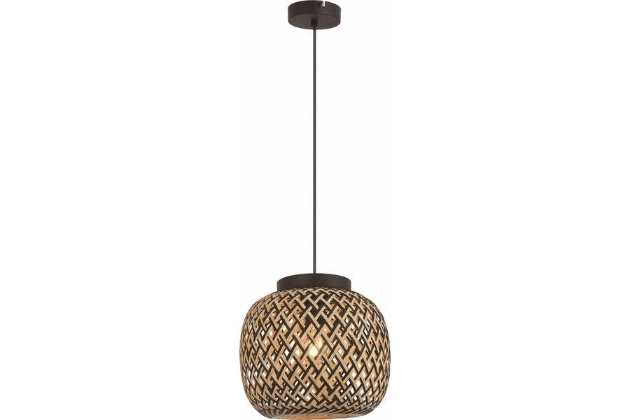 Lampada sospesa boho bambù Ø30 E27 nera Reality Elaine