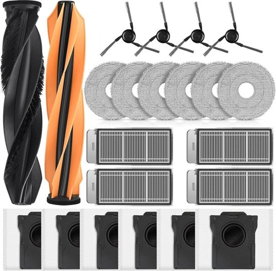 Accessori per 22 pezzi per aspirapolvere robot Dreame X50 Ultra Completo / L50 Pro Ultra / X50 Master / L40s Pro Ultra / Matrix10 Ultra - 2 pennelli principali, 6 sacchi a spazzola, 6 tovaglioli di pulizia, 4 filtri, 4 pennelli laterali