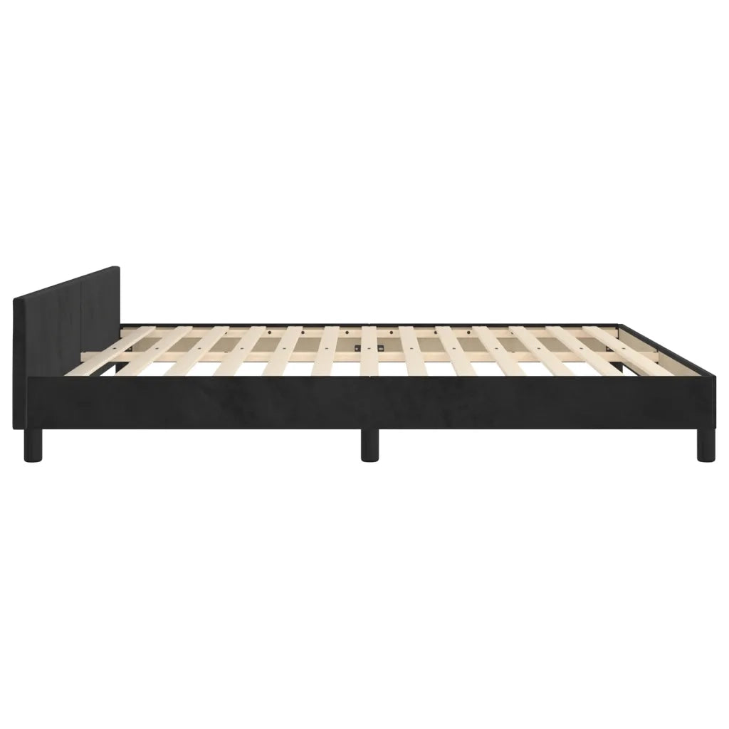 Letto matrimoniale | Letto per adulti | Giroletto con Testiera Nero 180x200 cm in Velluto