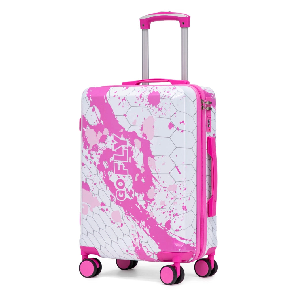 Trolley da cabina rosa in PC con ruote doppie girevoli e lucchetto