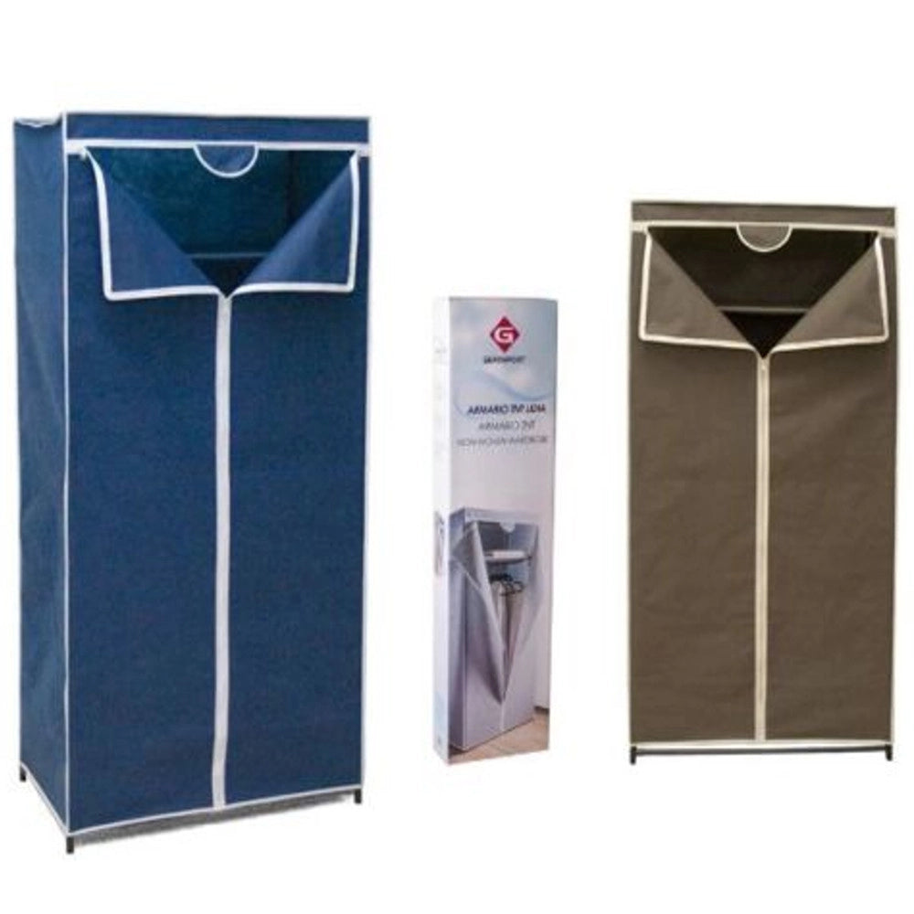 Trade Shop - Armadio Guardaroba Tessuto Appendiabiti Acciaio Smontabile Abiti Ripiano -