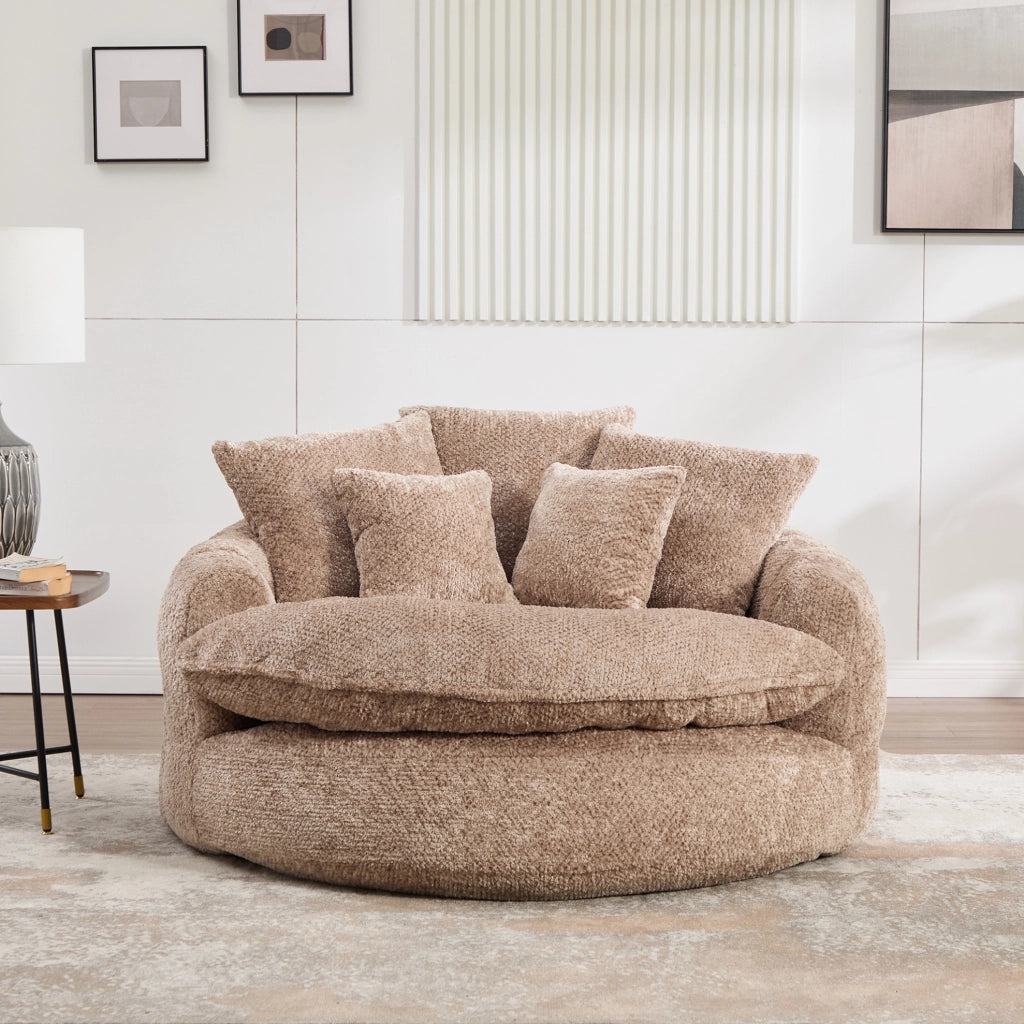 Poltrona lounge 190,5x138x63 cm in poliestere color caffè con pouf,