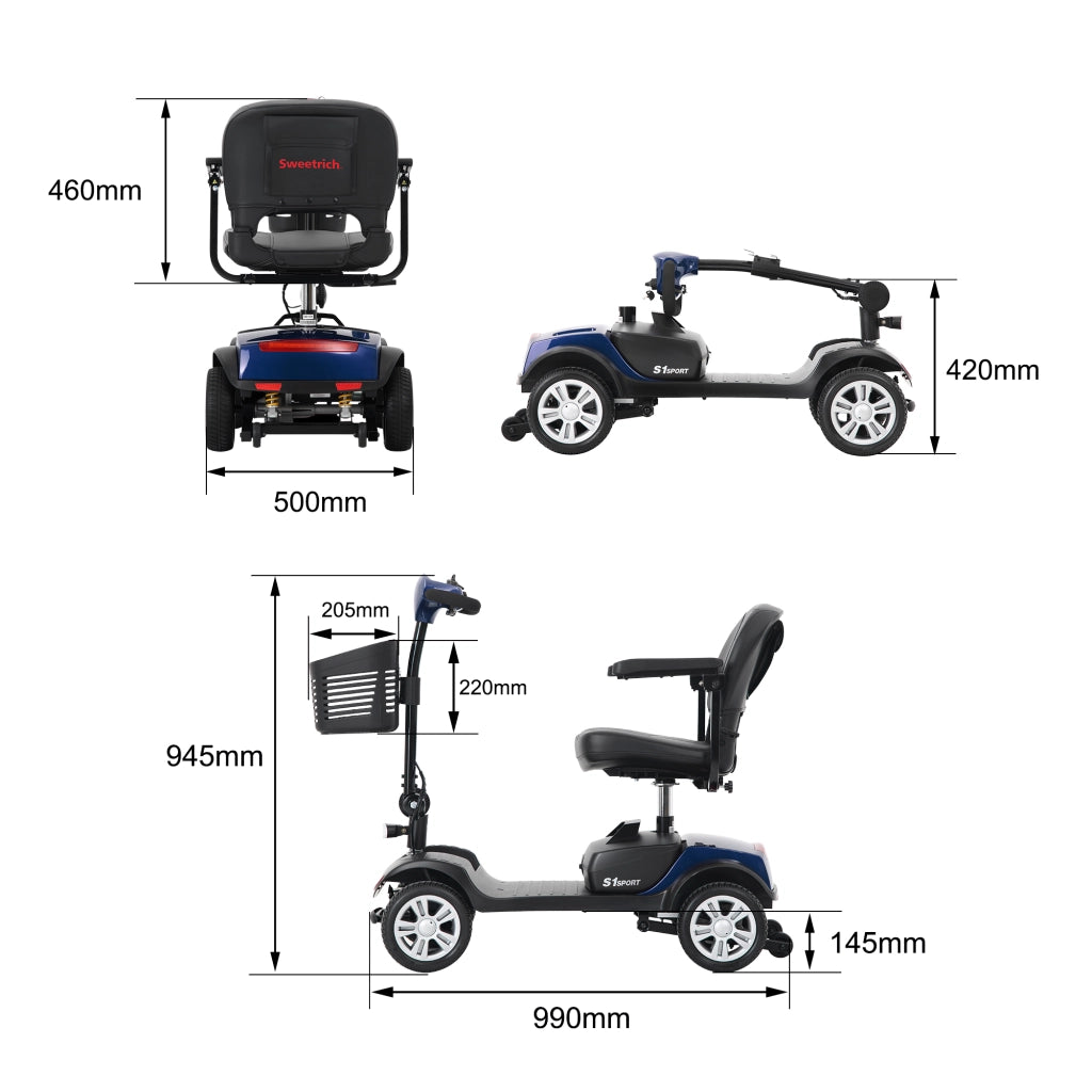 Scooter elettrico con motore da 300 W; sedile girevole e batteria rimovibile; blu; 104 × 51 × 95 cm