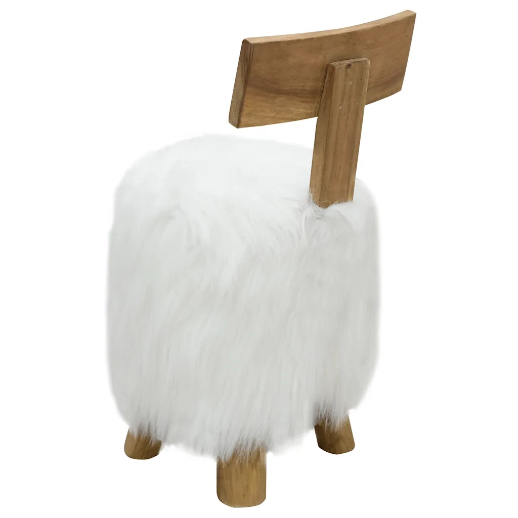Sgabello Bianco in Legno Massello di Teak 285207