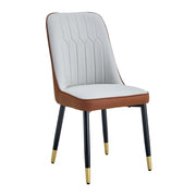 Sedia da pranzo - con schienale ergonomico e gambe in metallo - in PU - grigio chiaro e marrone