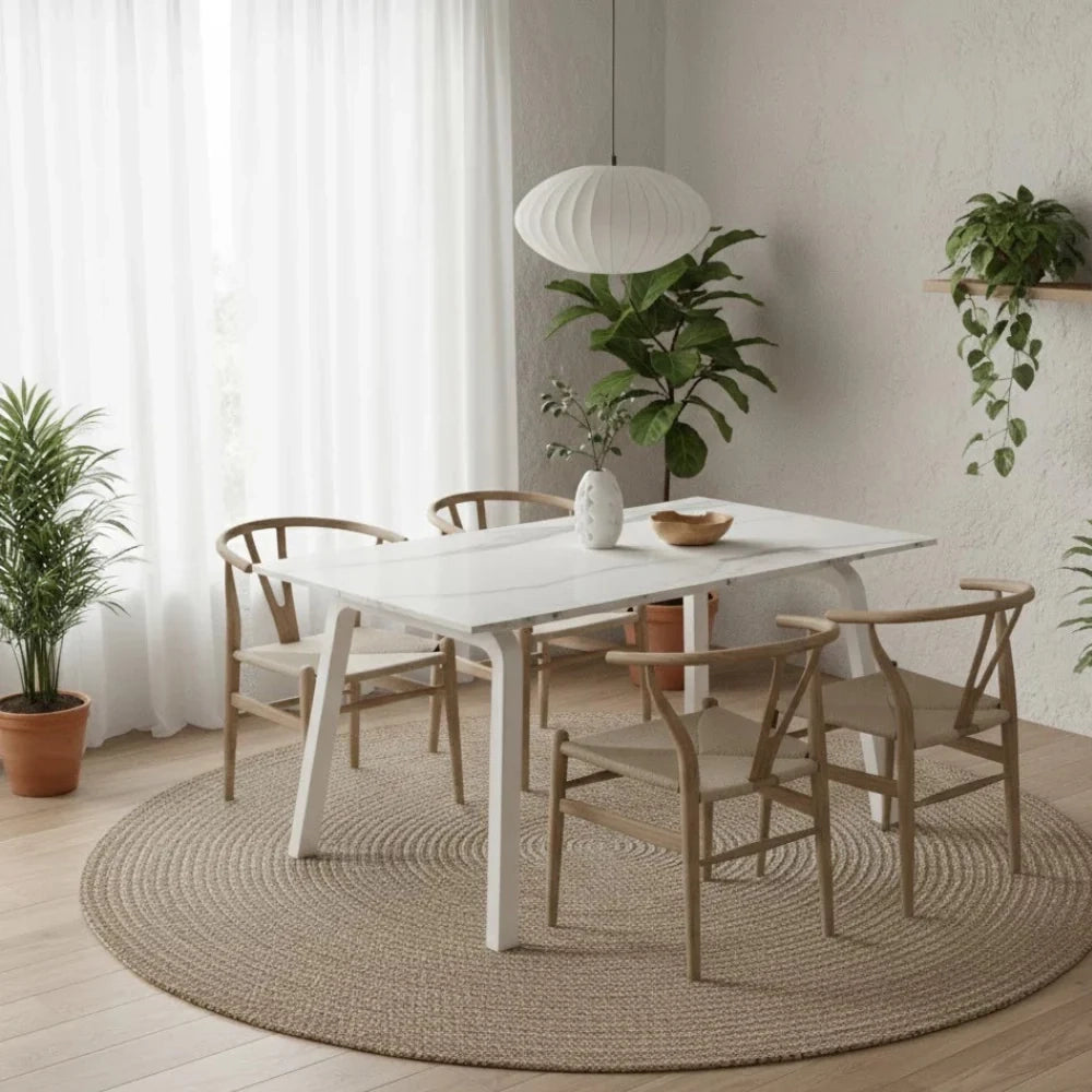 Tavolo da pranzo allungabile in ceramica effetto marmo bianco Cosmo 140-200x80 cm fino a 8 posti | Duzzle