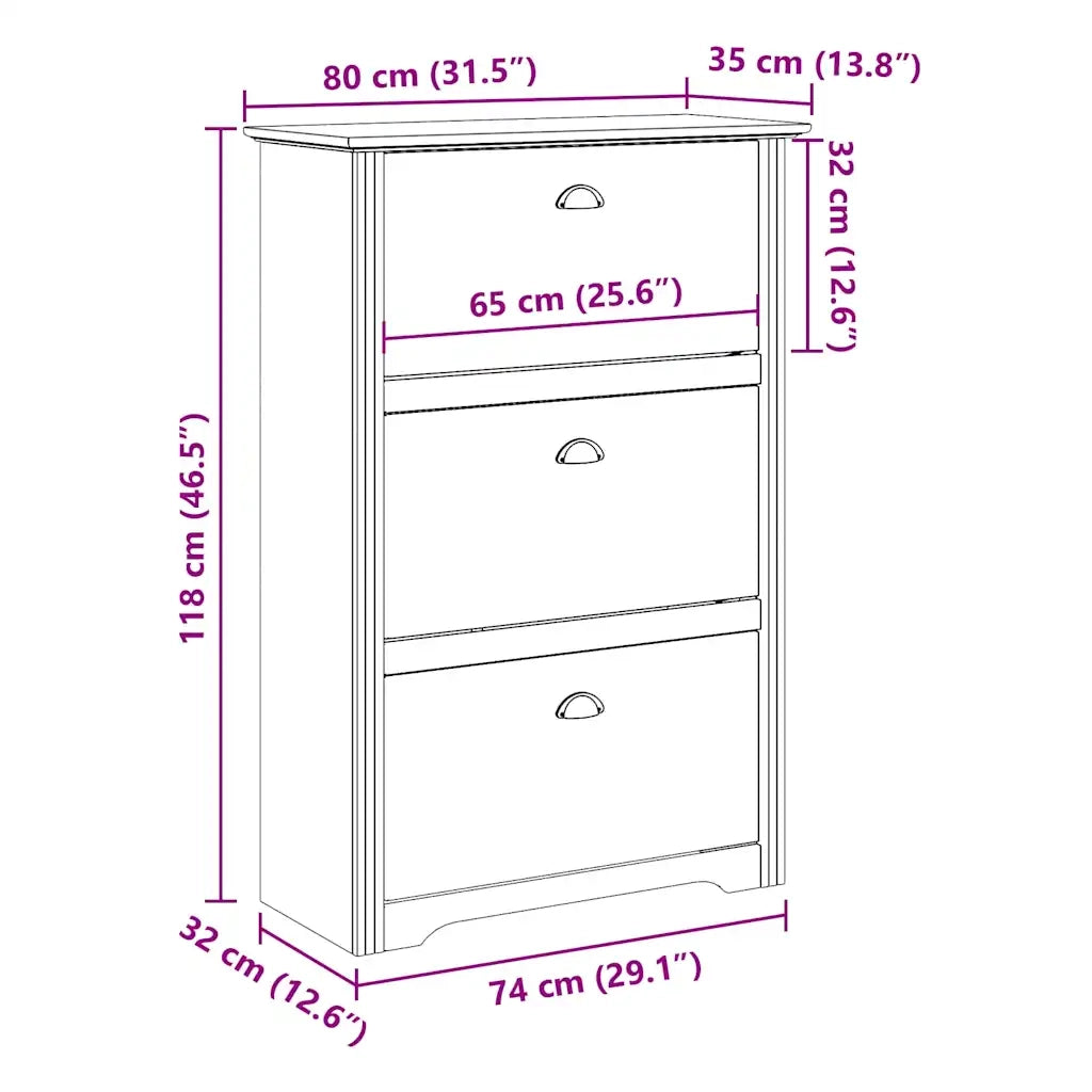 Scarpiera | Mobile per scarpe BODO Bianca e Marrone 80x35x118 cm