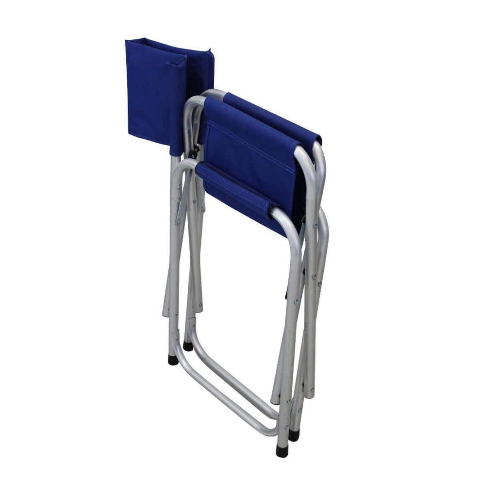 Poltrona pieghevole da regista blu in alluminio
