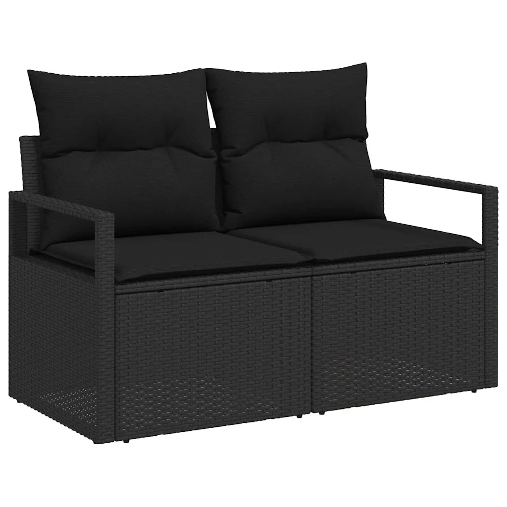 Set Divano da Giardino con archiviazione 6 pcs Nero Poly Rattan