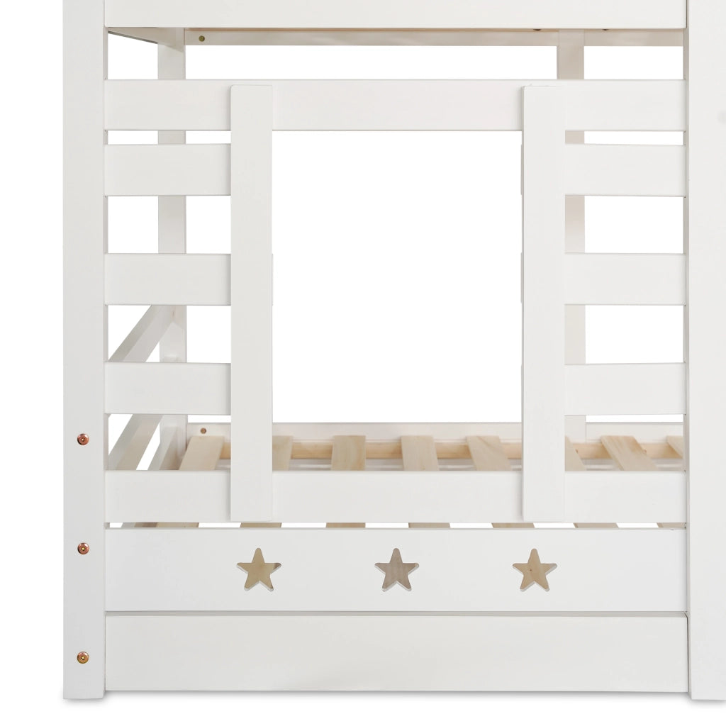 Letto a castello per bambini 90x200 cm a forma di casetta bianco