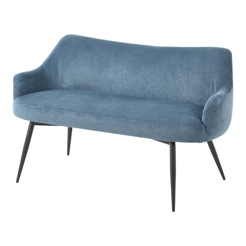 Divano da cucina Blu Tessuto poliestere Rivestimento a 2 posti Struttura in metallo Gambe nere Panca