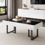 Tavolino da Caff¨¨ Moderno ¨C MINIMAL ¨C Nero e Bianco Lucido, 110x50.5x41 cm