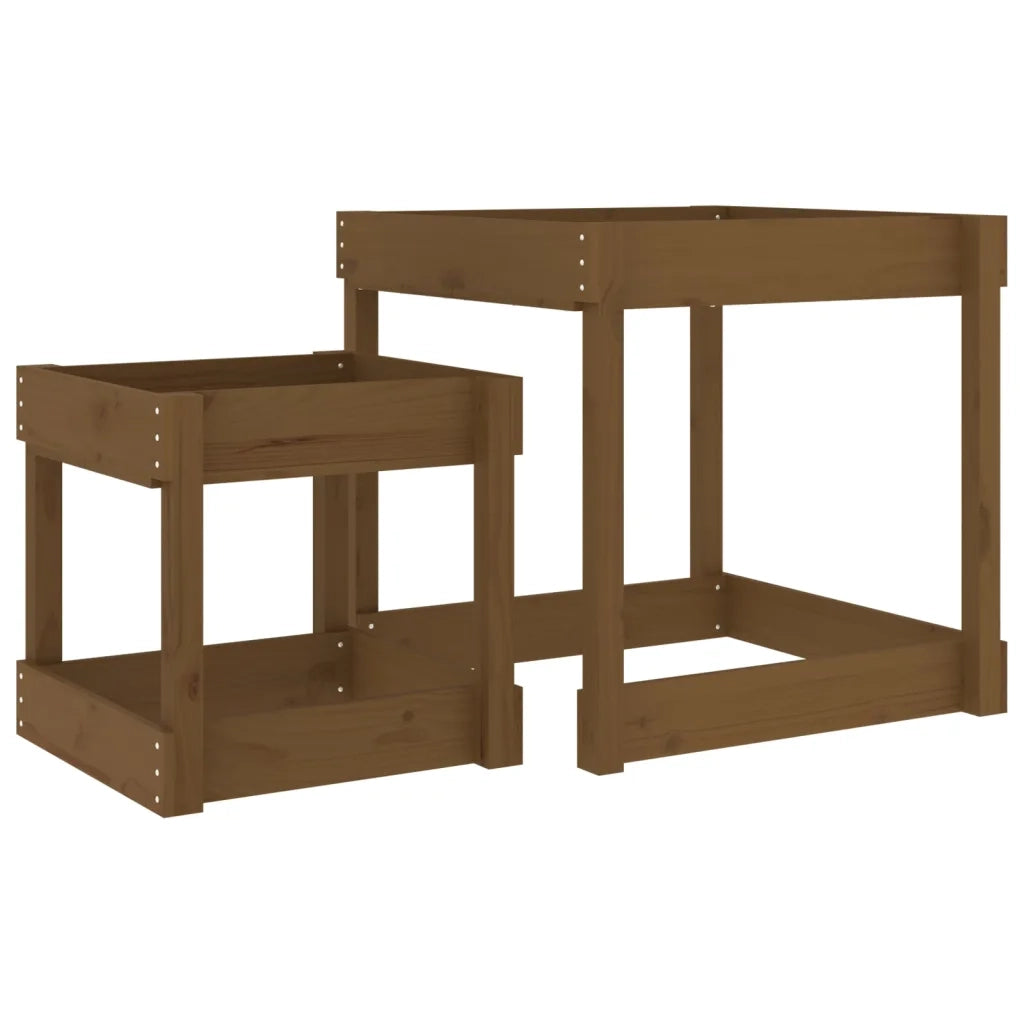 Tavoli Sabbiere 2 pz Marrone Ambra in Legno Massello di Pino CFW2603763