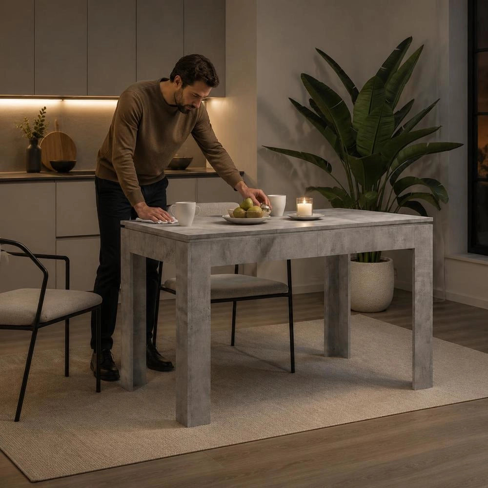 Dining Table, Concrete Grey, 120x60x76 Cm, Wood-based Material