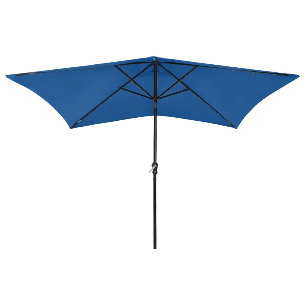 Ombrello | Parasolne a Sbalzo con Palo in Acciaio e LED Azzurro 2x3 m