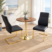 Set tavolo rotondo Ø 60 cm con 2 sedie da pranzo nere e oro HOMVRA