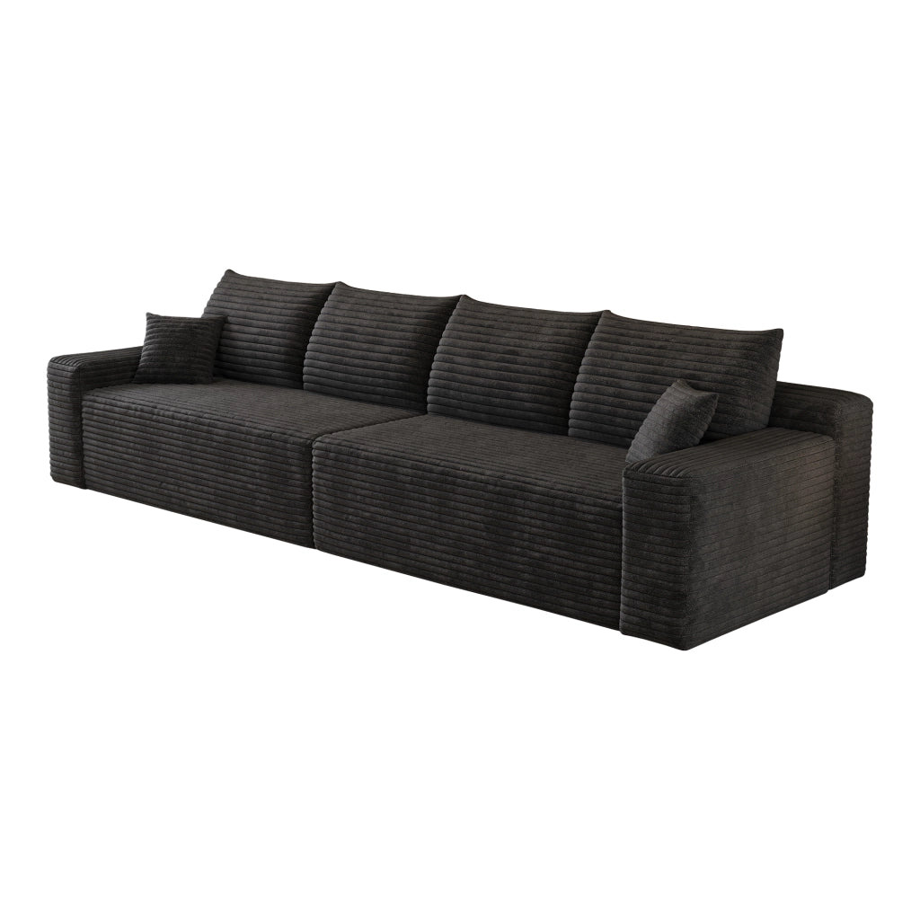 Divano modulare con design minimale e senza montaggio - in tessuto a coste - nero