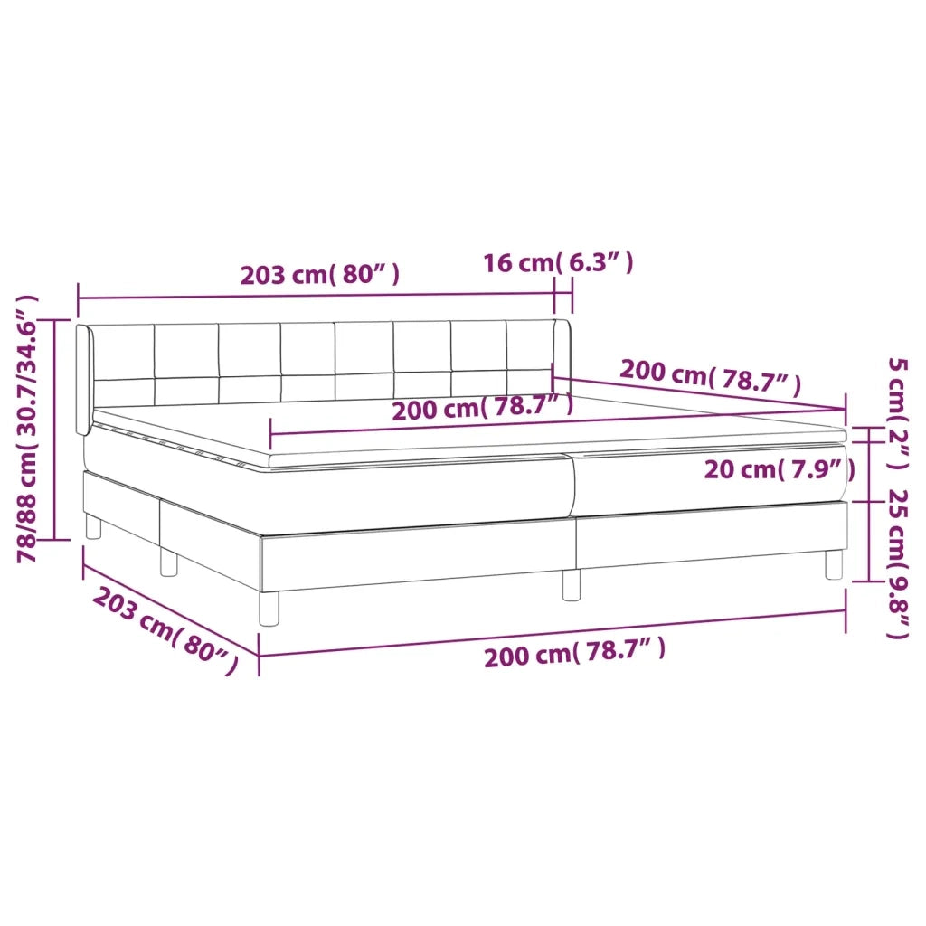 Giroletto a Molle con Materasso Marrone Scuro 200x200cm Tessuto 3129740