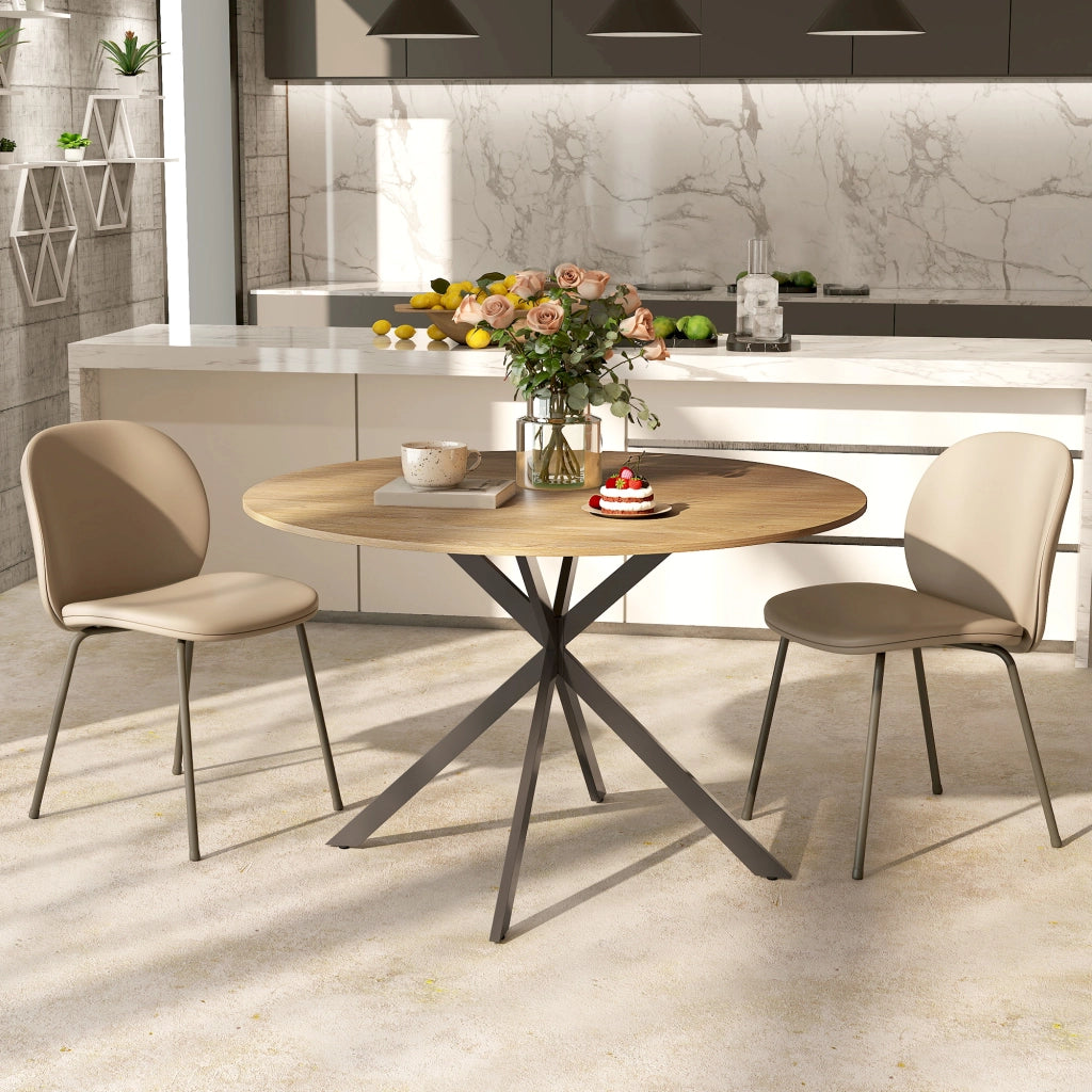 Tavolo da pranzo rotondo per 4 persone con gambe in acciaio ¨C Minimal ¨C Eiche, effetto industriale