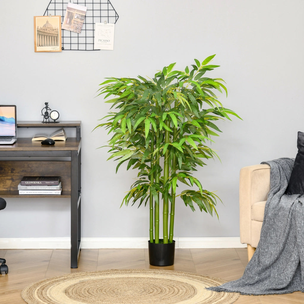 Pianta artificiale di bamb¨´ ULEVR 140 cm in plastica con vaso nero, verde