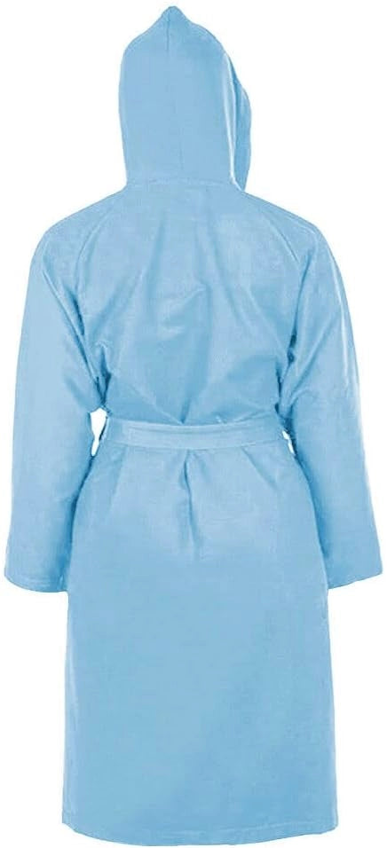 Accappatoio Microfibra Taglia S Moderno Morbido Uomo Donna Cintura Tasche Cappuccio Azzurro
