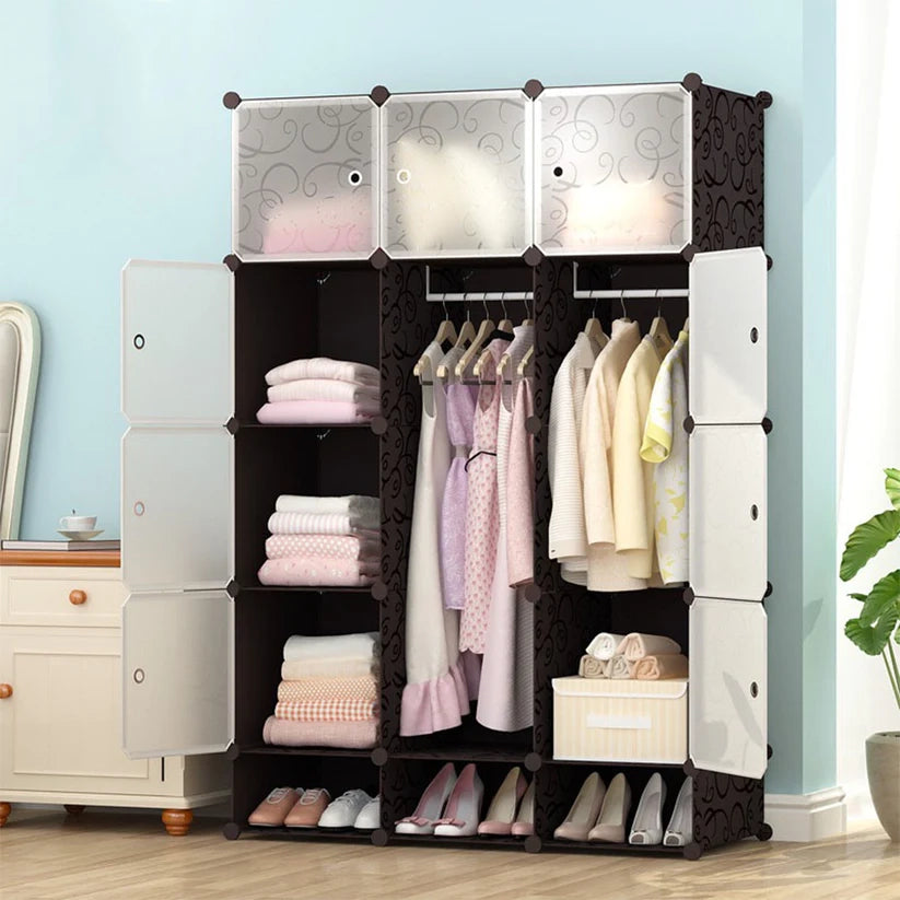 Armadio componibile e pieghevole da 165x110x35 cm, colore nero.