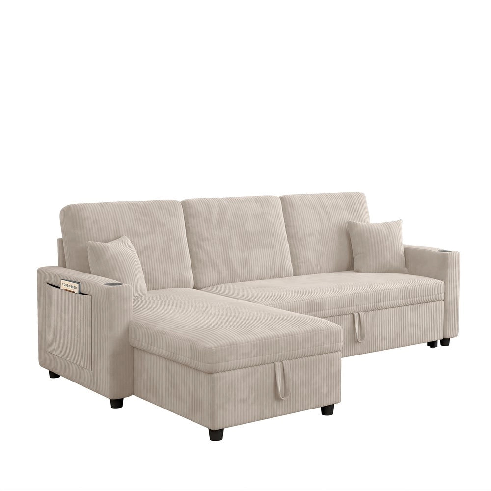 Divano angolare letto con contenitore ¨C Minimal ¨C Tessuto