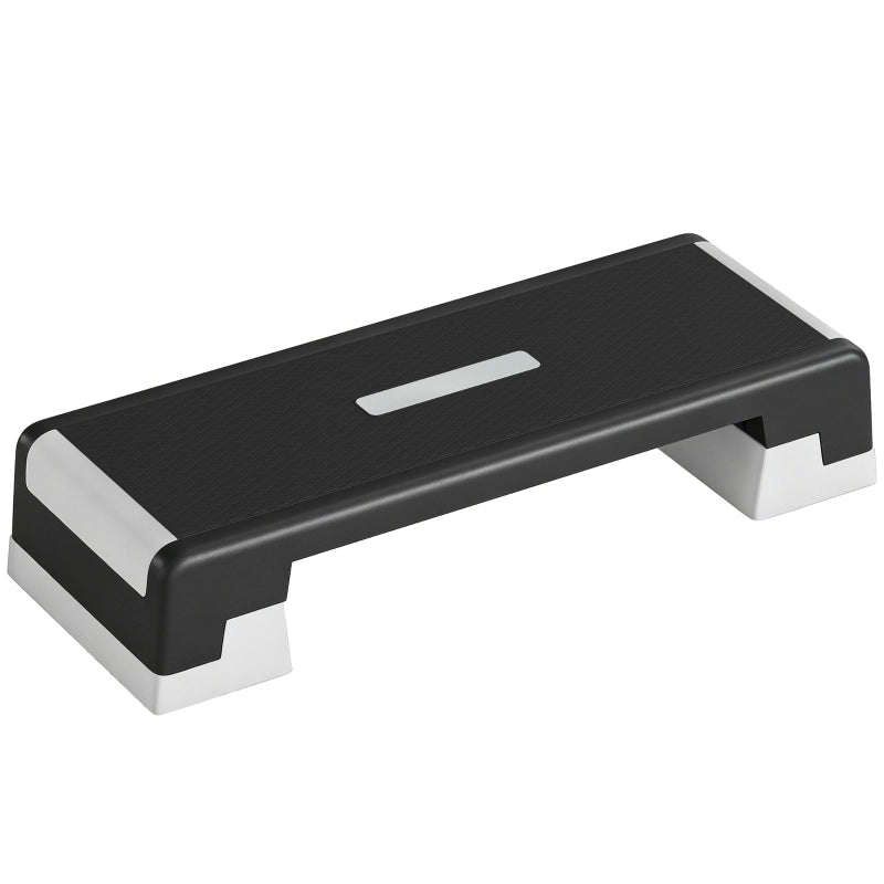 Pedana step regolabile in altezza, stepper aerobico fitness con 3 livelli (15/20/25 cm), tappetino antiscivolo, nero e grigio