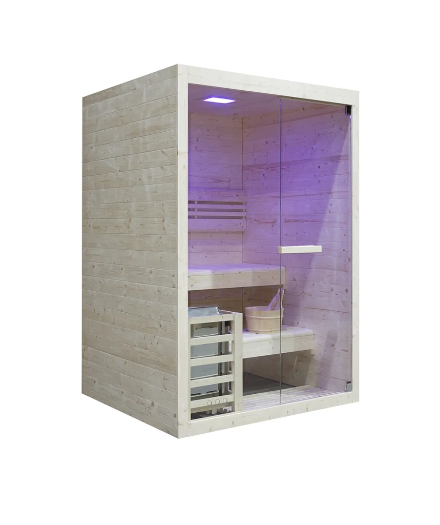 Sauna finlandese da interno 2 persone 120x120cm h200 in legno di abete | Nirva