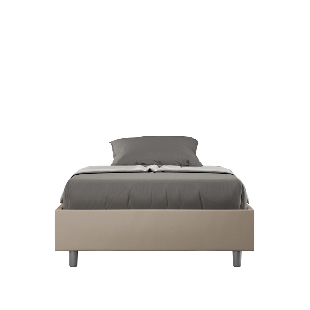 Letto Matrimoniale Large Sommier 180x190 cm con Rete e Contenitore Azelia Tortora