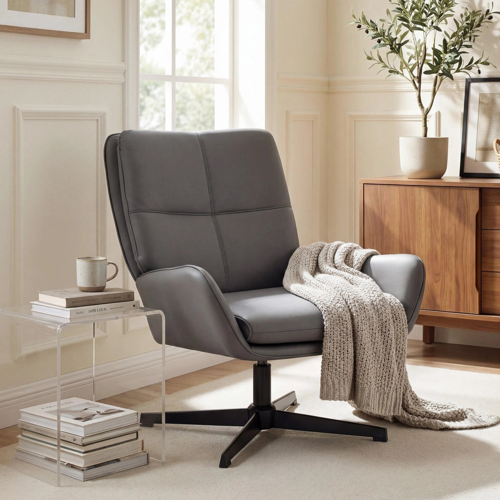 Poltrona Relax Massaggiante in Similpelle Grigio ¨C Zephmum ¨C 80x100x110