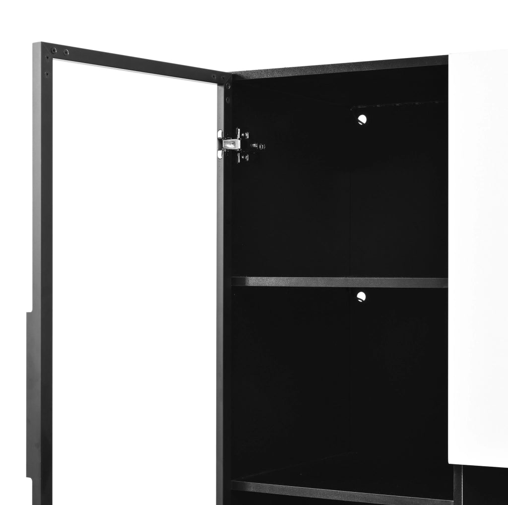 Vetrina alta 120x40x160 cm con LED regolabili in MDF bianco e nero