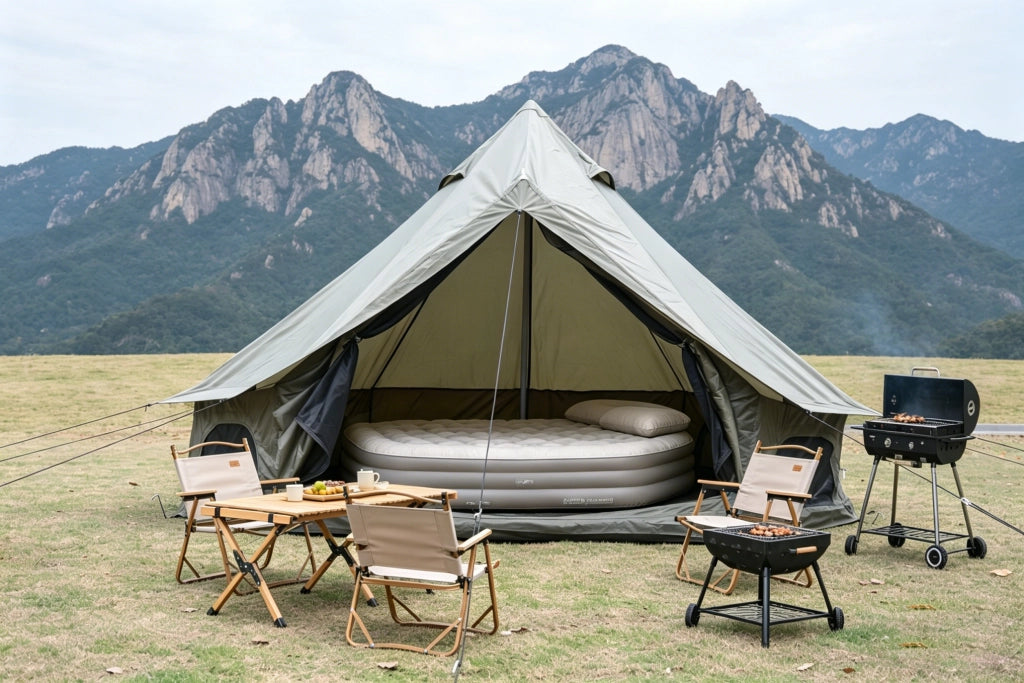Tenda a campana da campeggio per 3-4 persone in tessuto Oxford impermeabile verde scuro 300 × 300 × 200 cm