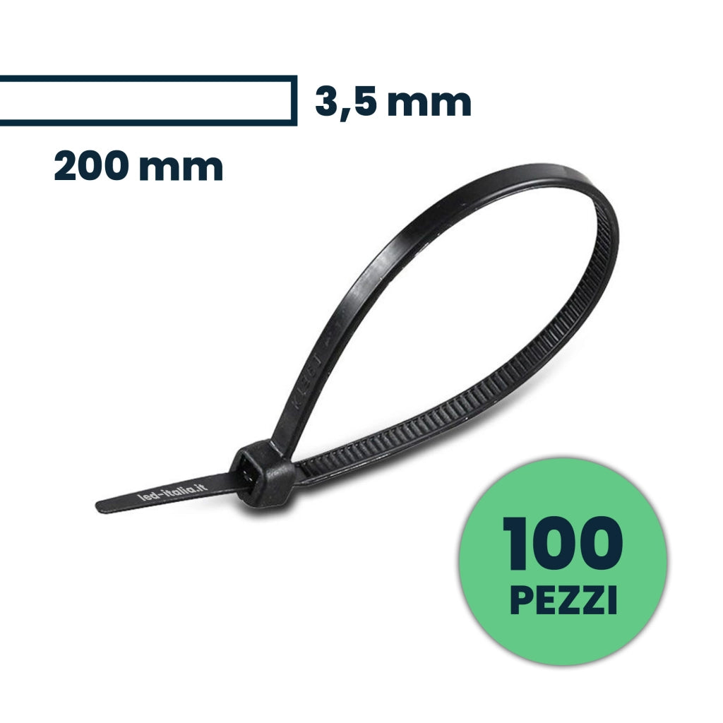 Cravatto per cavi - 3,5* 200 mm neri 100pcs/pacchetto