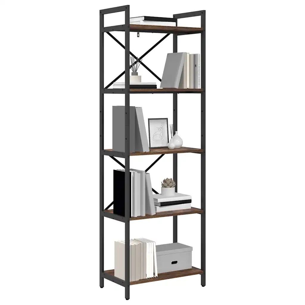 Libreria-Scaffale per Libri-Mobile di Stoccaggio Rovere fum¨¦ 56 x 34 x 171 cm Legno multistrato