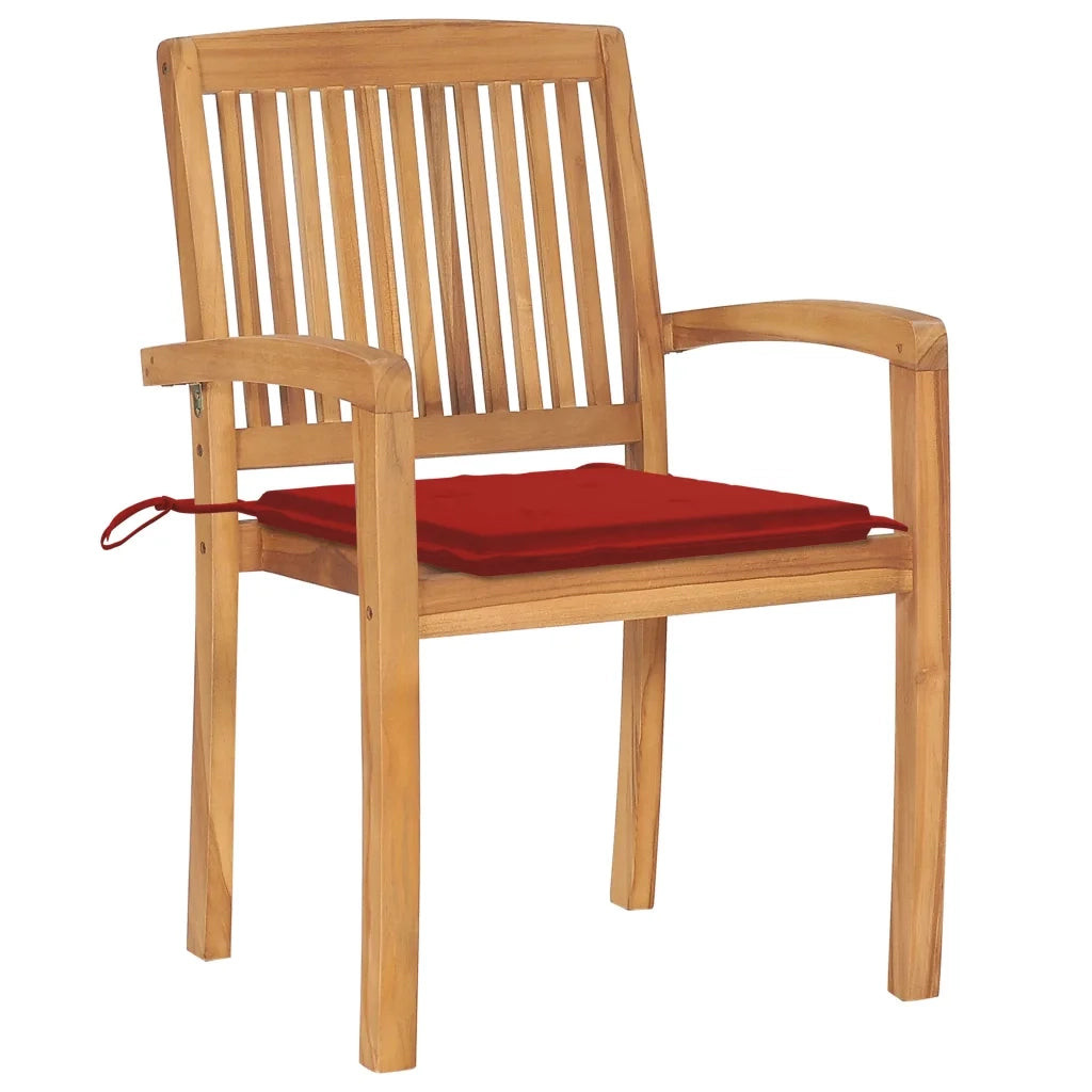 Sedie da Giardino Impilabili con Cuscini 6 pz Massello di Teak 3073231