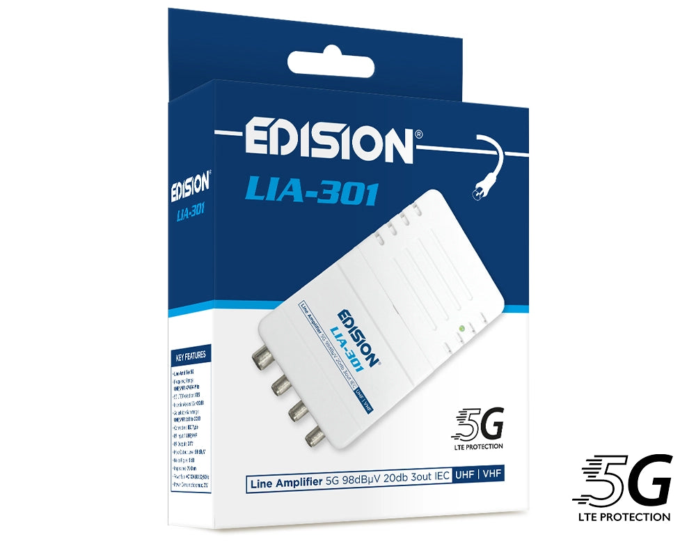 Amplificatore Antenna di Linea 20db 1 Ingresso 3 uscite TV 98db