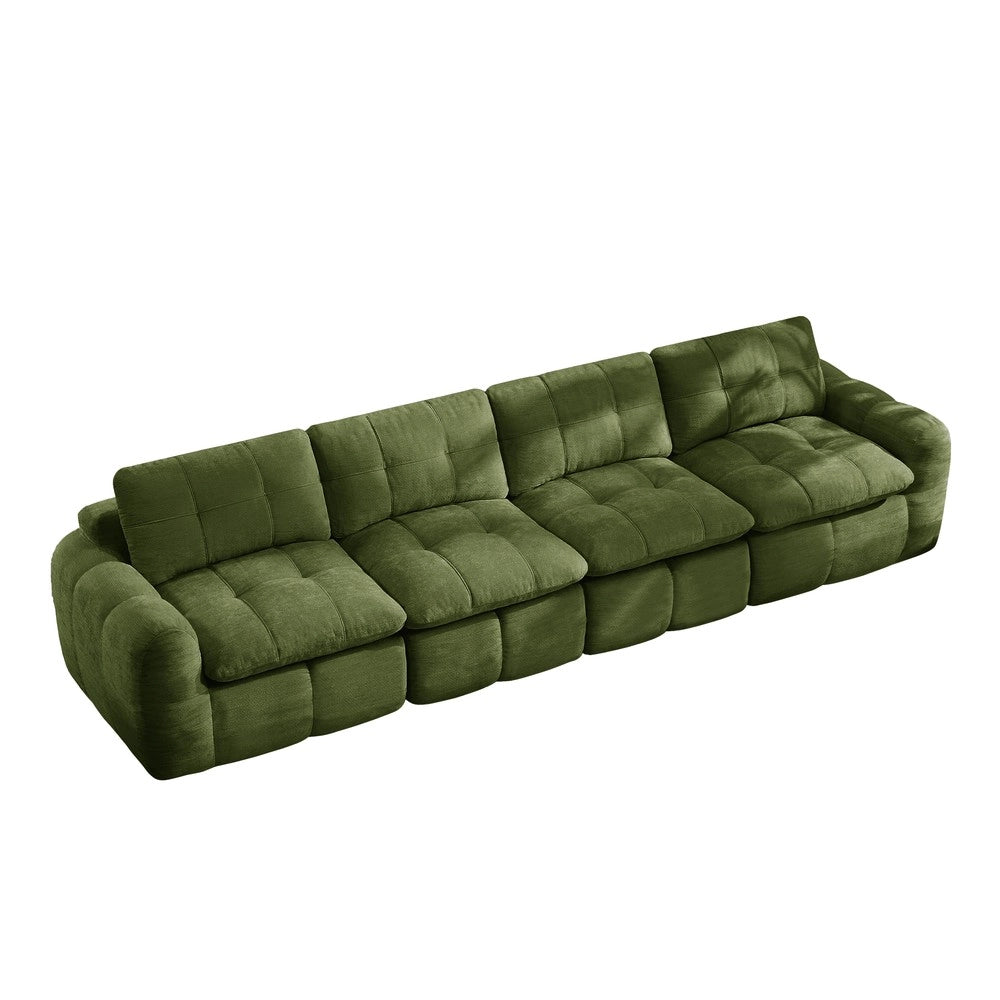 Divano 4 posti ¨C Minimal ¨C Verde in tessuto morbido, montaggio facile