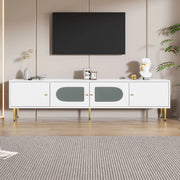 Mobile TV 170x35x50 cm in truciolare bianco con vano contenitore per soggiorno